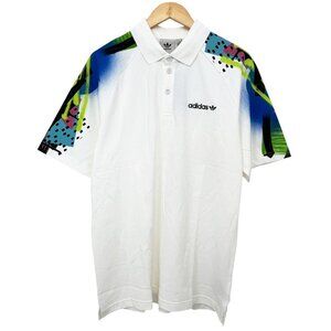NWT adidas Men's Tennis Pique Polo Shirt with 90s Abstract Print Sleeves Large
